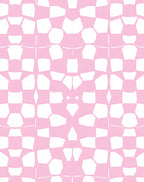 Pink White Irregular Checkered Pattern Rug