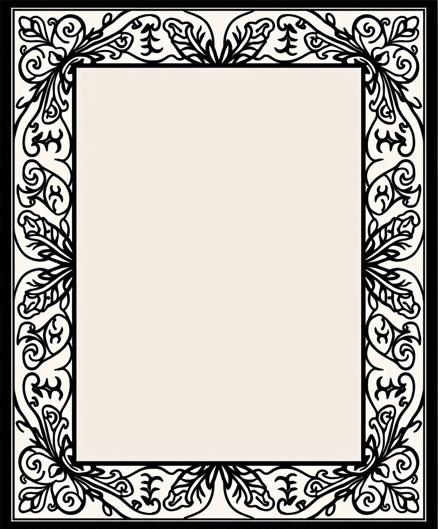 Ornate Floral Black Border Design Rug