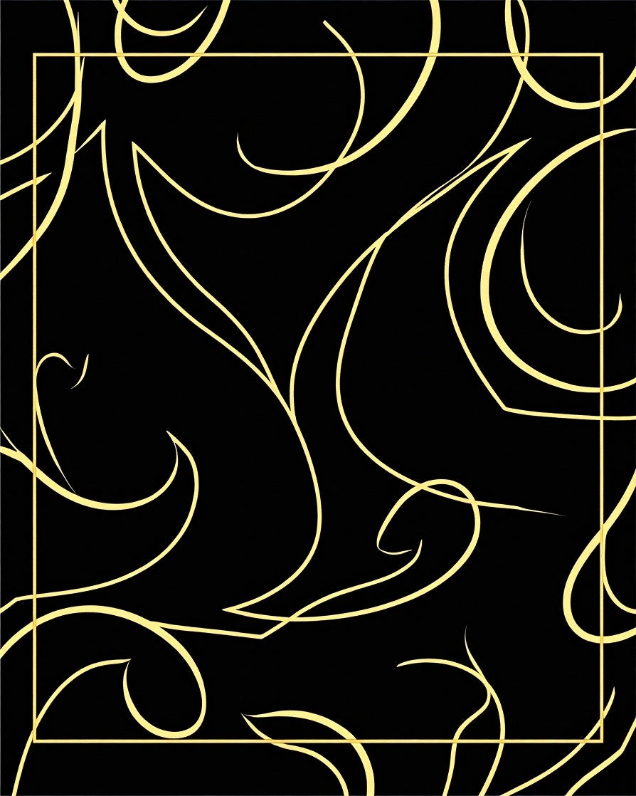 Abstract Swirl Gold Black Design Rug