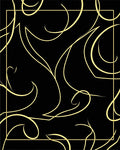 Abstract Swirl Gold Black Design Rug