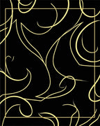 Abstract Swirl Gold Black Design Rug