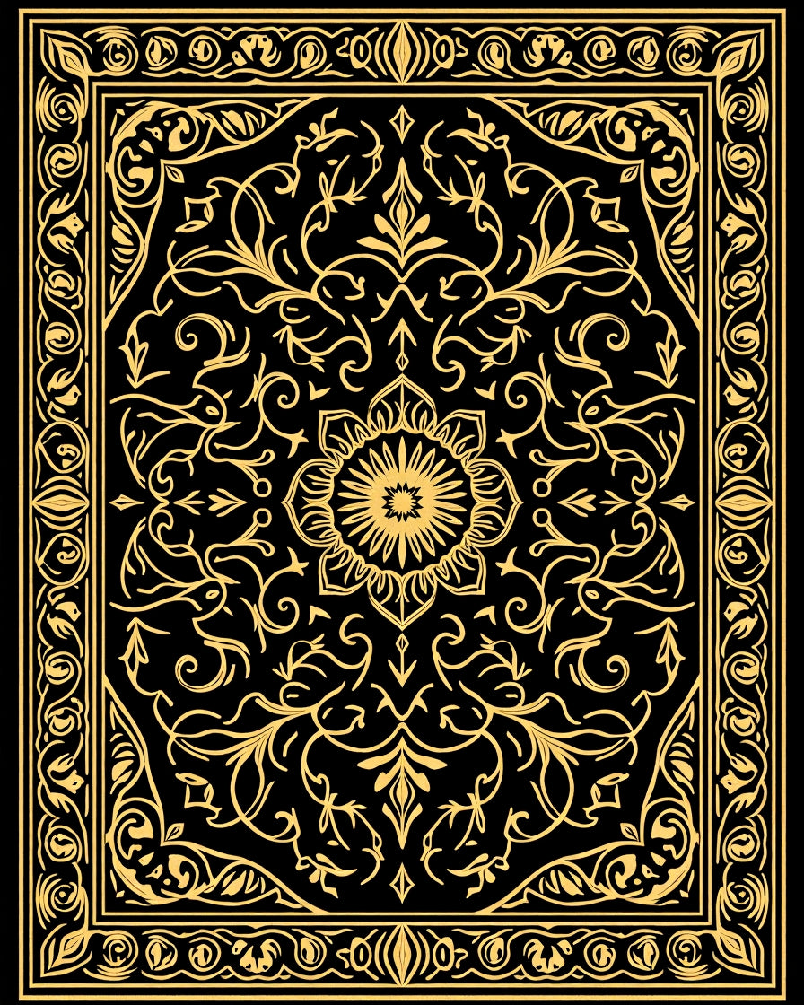 Ornate Floral Scrollwork Pattern Rug