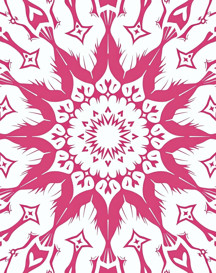 Radiant Pink Bird Mandala Pattern Rug