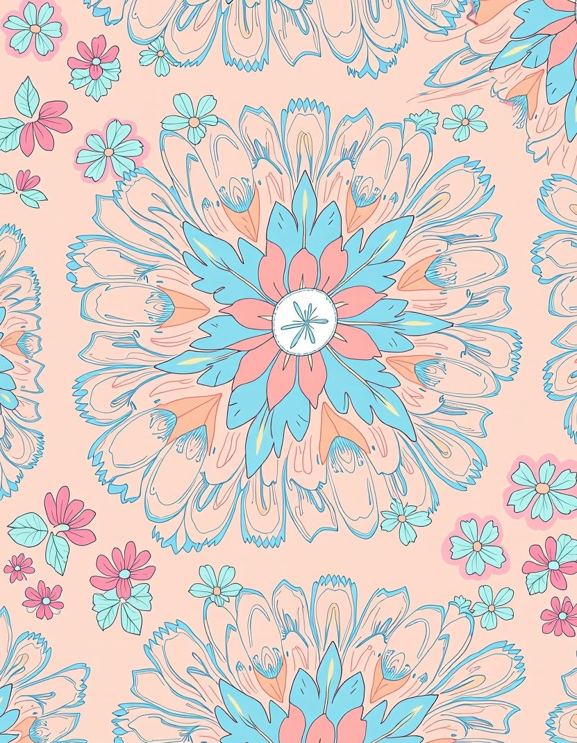 Whimsical Floral Mandala Pattern Rug