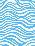 Blue White Wavy Stripes Pattern Rug