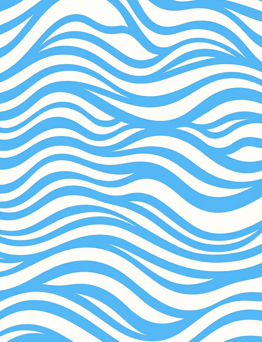 Blue White Wavy Stripes Pattern Rug