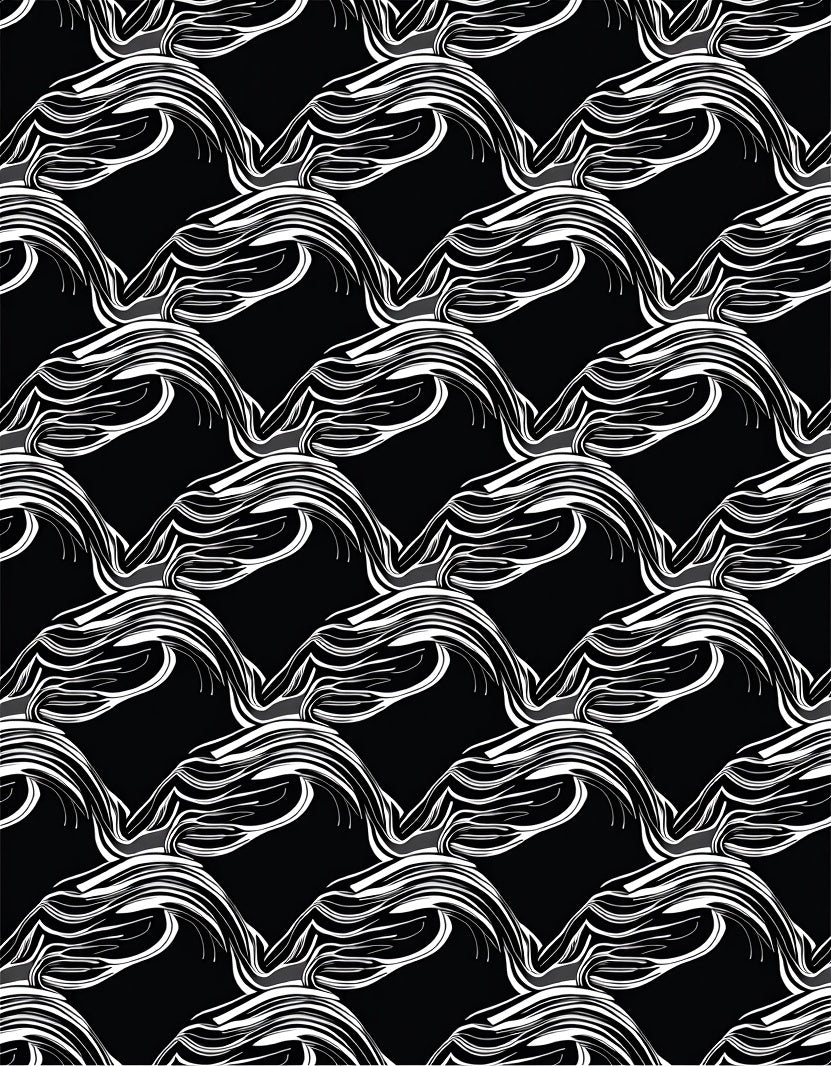 Abstract Black White Swirl Pattern Rug