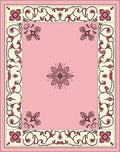 Pink Ivory Floral Scrollwork Pattern Rug