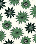 Green Floral Starburst Pattern Area Rug
