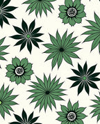 Green Floral Starburst Pattern Area Rug