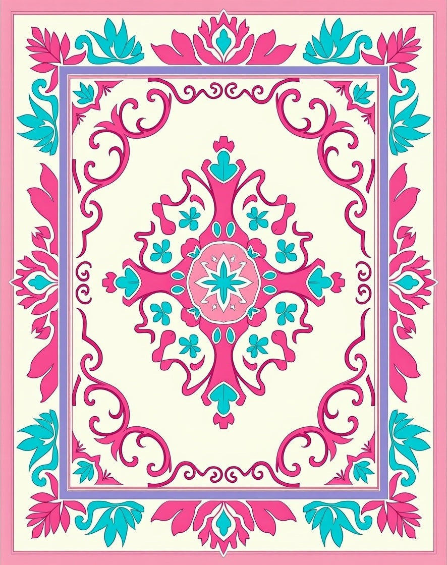 Vibrant Floral Medallion Pattern Rug
