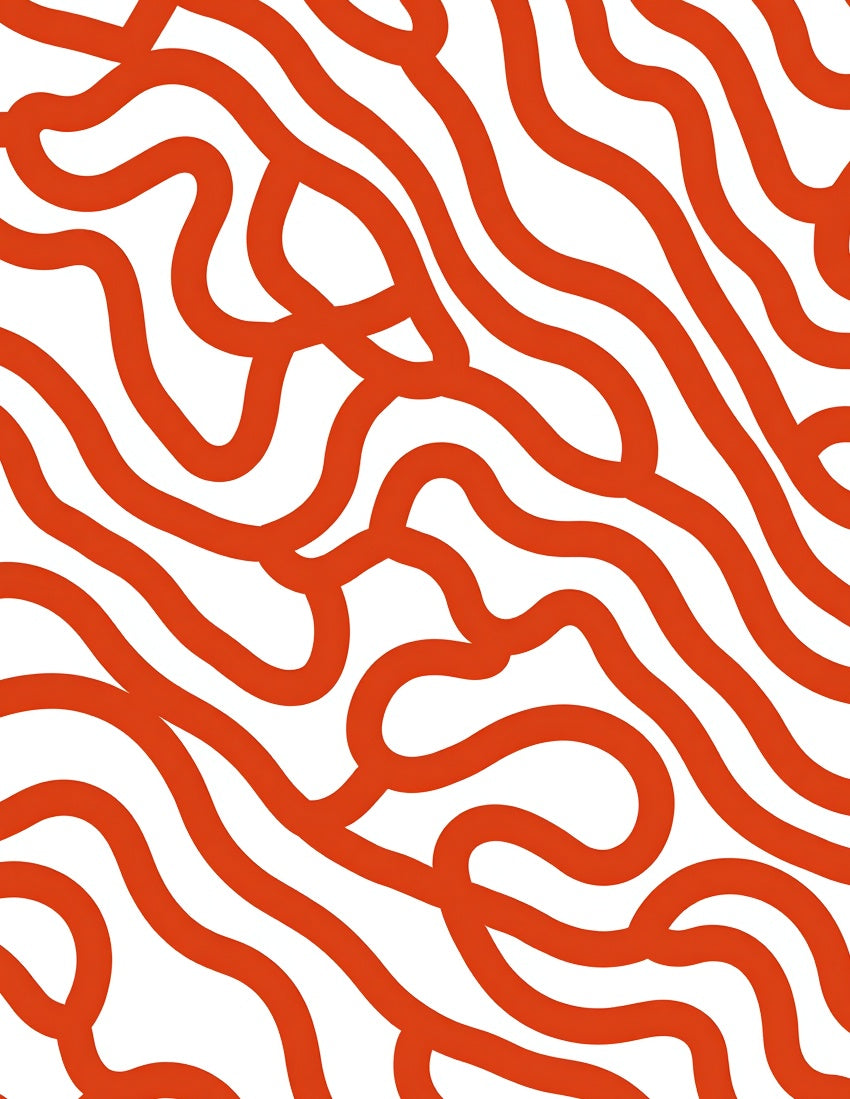 Bold Orange Wavy Line Design Rug