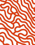 Bold Orange Wavy Line Design Rug