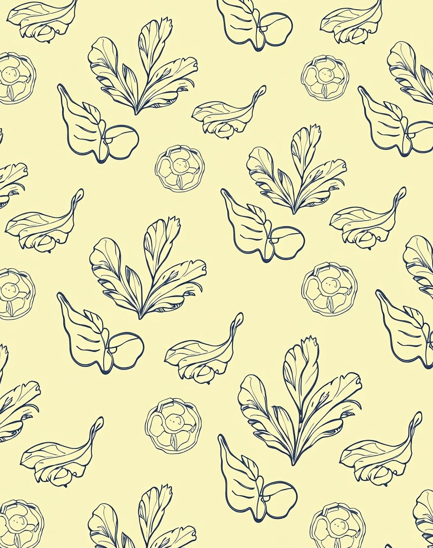 Simple Botanical Sketch Pattern Rug