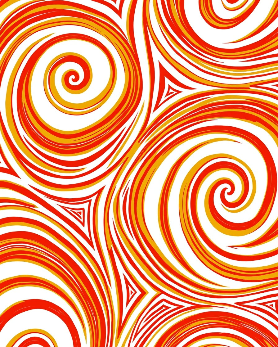 Dynamic Red Yellow Swirl Pattern Design Rug