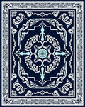 Elegant Navy Floral Mandala Design Rug