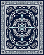 Elegant Navy Floral Mandala Design Rug