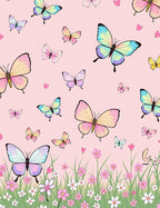 Pastel Butterflies Among Flowers Rug