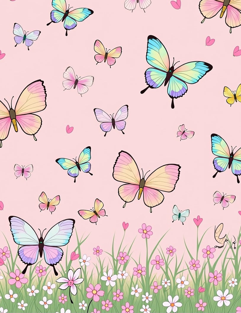 Pastel Butterflies Among Flowers Rug