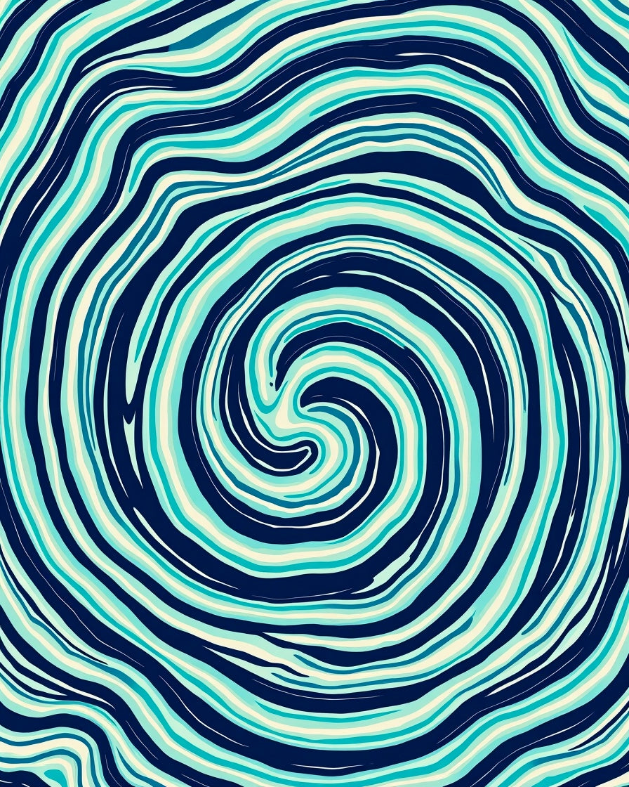 Abstract Swirl Blue Cream Rug