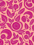 Vibrant Fuchsia Swirl Leaf Pattern Rug