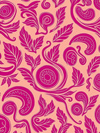 Vibrant Fuchsia Swirl Leaf Pattern Rug
