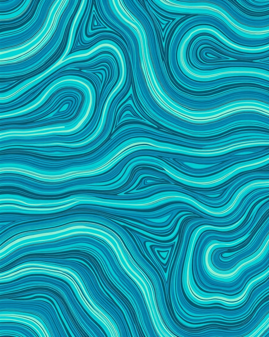 Ocean Blue Swirl Pattern Rug