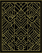 Art Deco Geometric Yellow Lines Rug