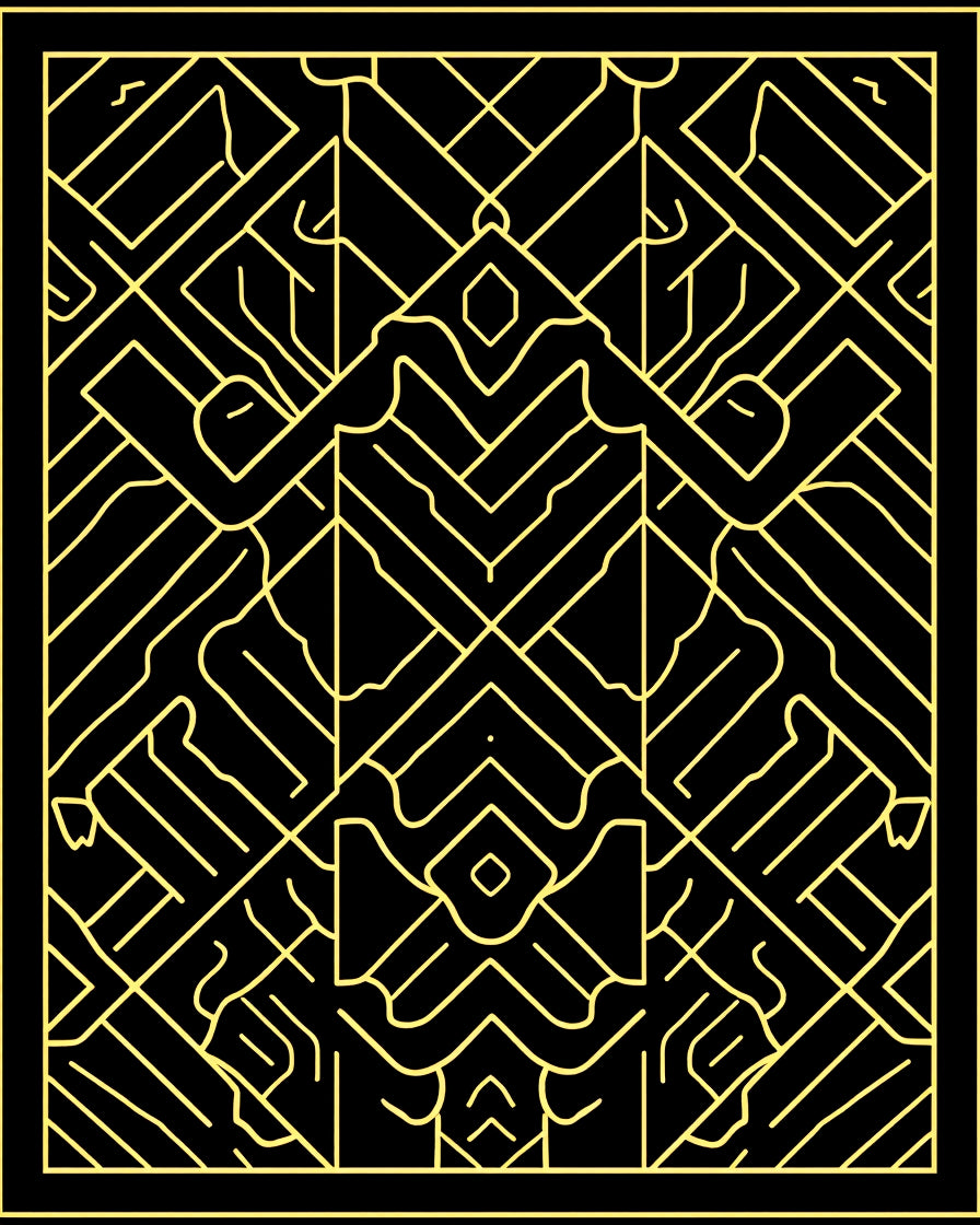 Art Deco Geometric Yellow Lines Rug