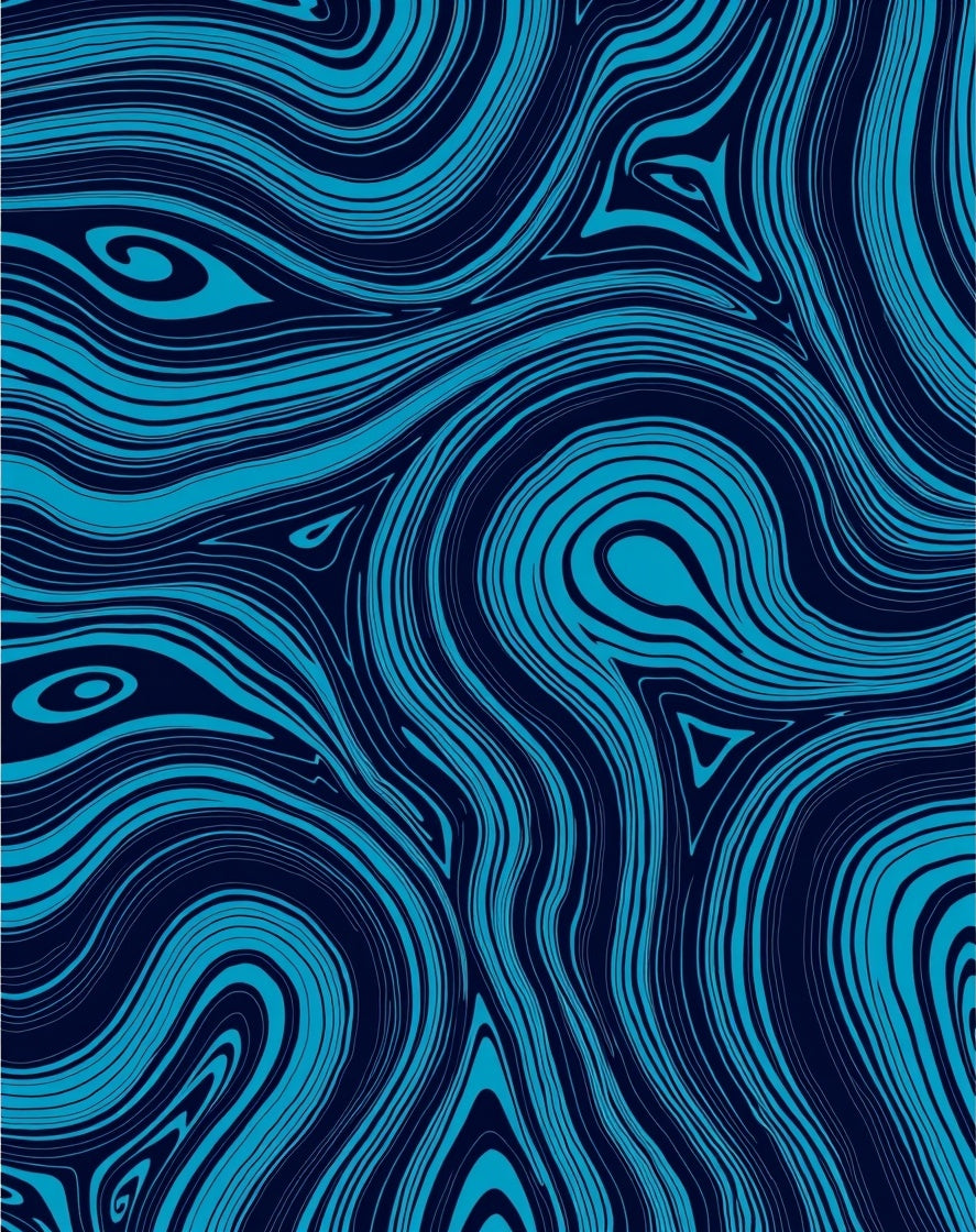 Deep Blue Wavy Flow Pattern Rug