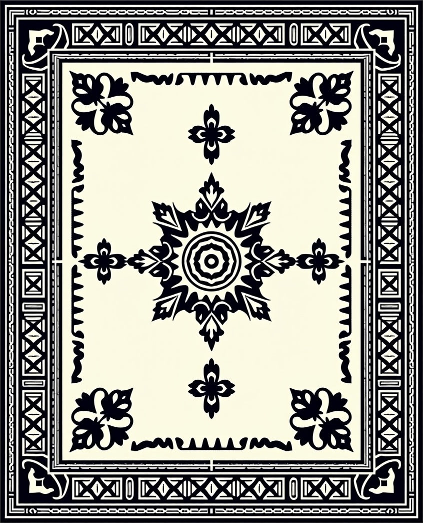 Classic Geometric Floral Mandala Rug