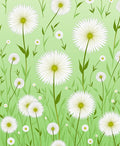 White Sunburst Floral Green Pattern Rug