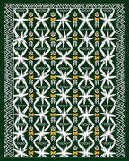 Emerald White Star Geometric Border Rug