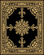 Elegant Gold Floral Medallion Design Rug