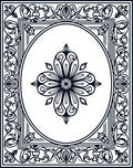 Ornate Black White Floral Scroll Rug