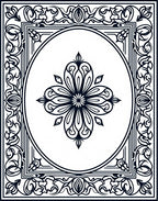 Ornate Black White Floral Scroll Rug