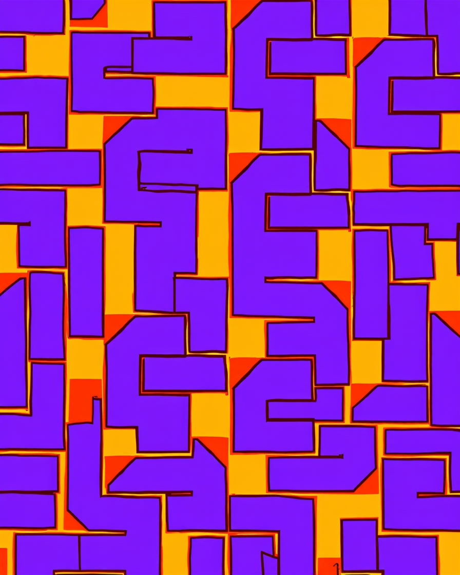 Abstract Geometric Purple Orange Pattern Rug