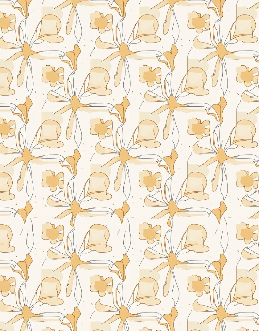 Subtle Yellow Floral Line Art Rug
