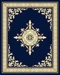 Ornate Floral Symmetrical Blue Rug