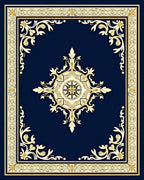 Ornate Floral Symmetrical Blue Rug