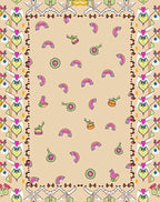 Whimsical Rainbow Flower Border Design Rug