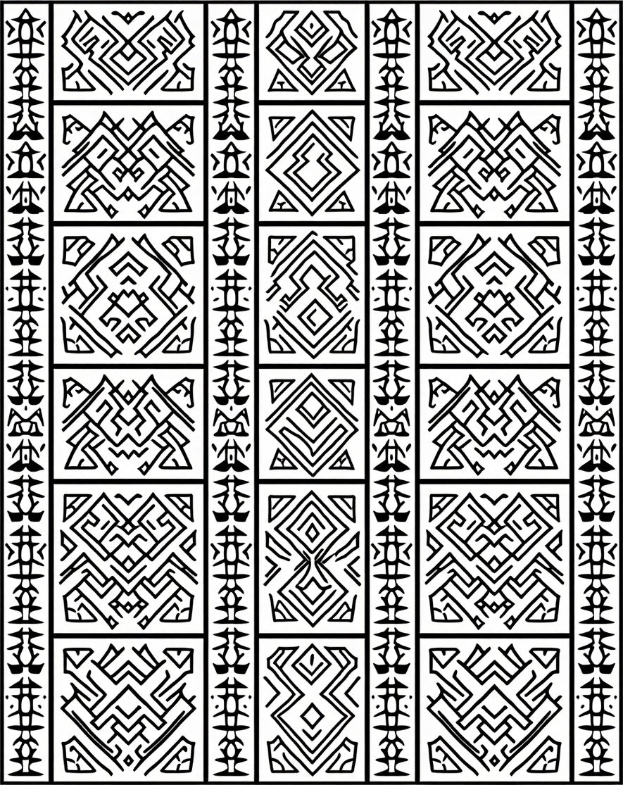 Geometric Tribal Maze Pattern Rug