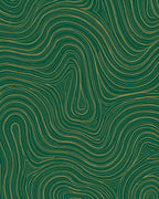 Deep Green Gold Abstract Swirl Pattern Rug