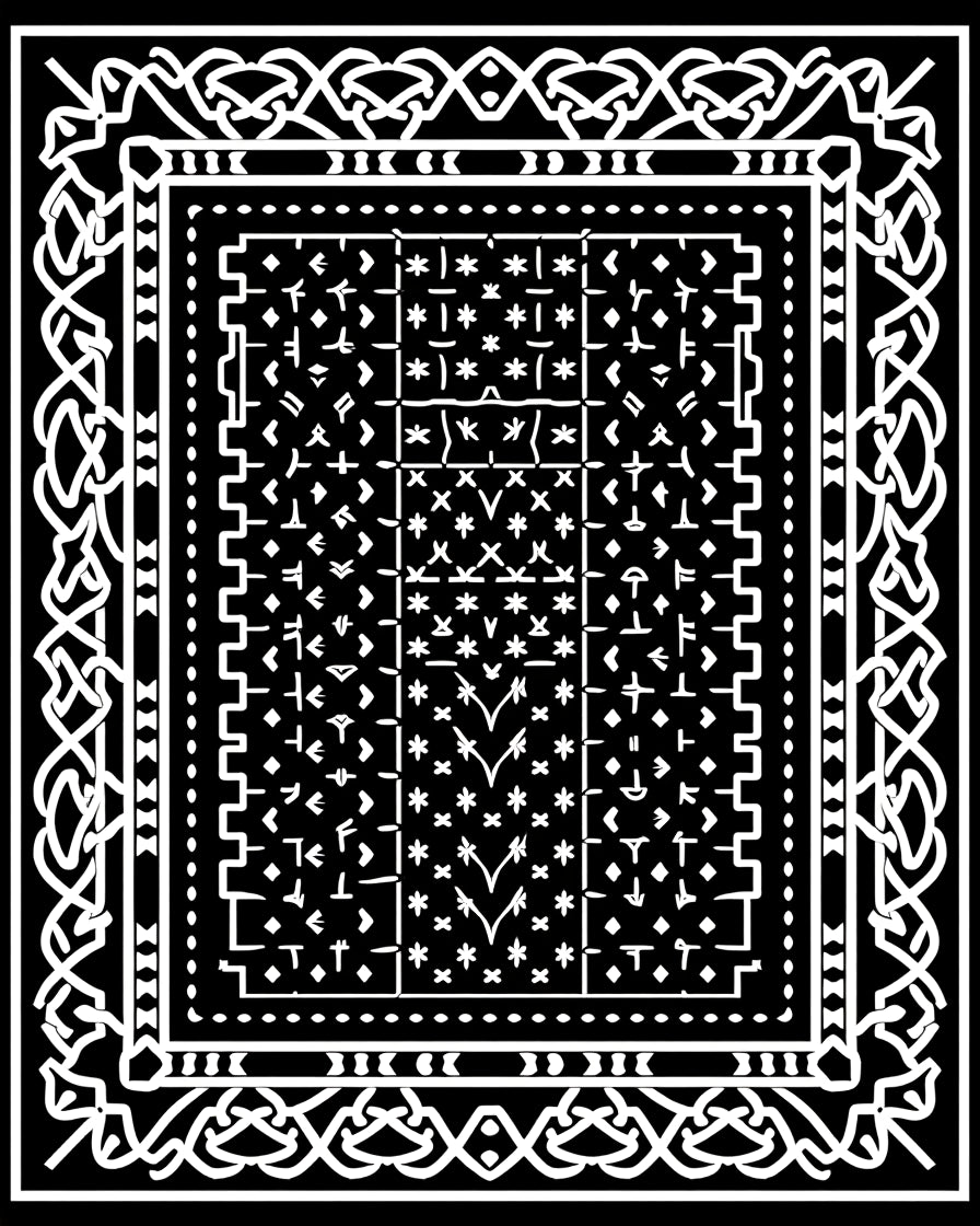 Intricate Black White Geometric Mandala Rug