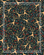 Whimsical Woodland Creatures and Berry Pattern Rug