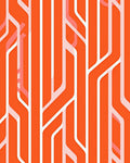 Vibrant Orange Abstract Pathway Pattern Rug
