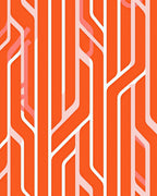 Vibrant Orange Abstract Pathway Pattern Rug
