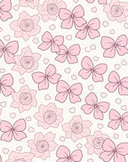 Pink Rose And Bow Pattern Rug