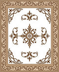 Elegant Brown Floral Scrollwork Border Design Rug