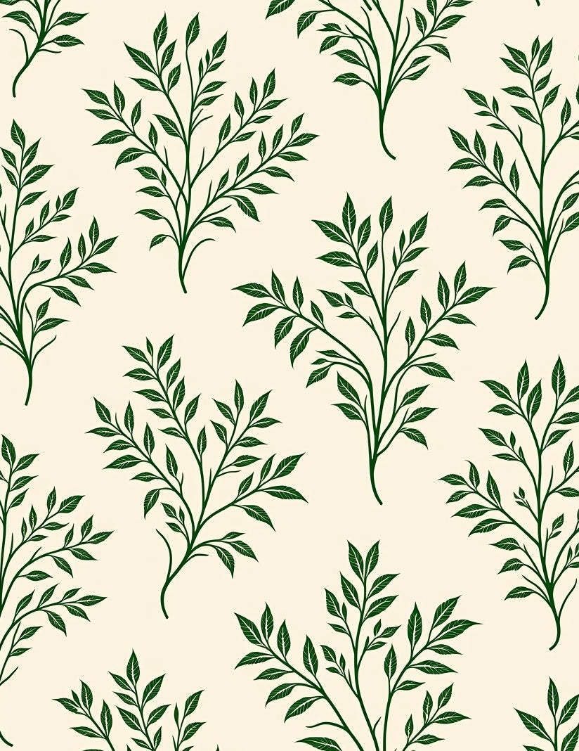 Dark Green Leafy Branch Repeat Rug